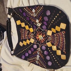 Charm and Luck Boho hobo Shoulder bag, NWOT, Hand Beaded.Stunning!